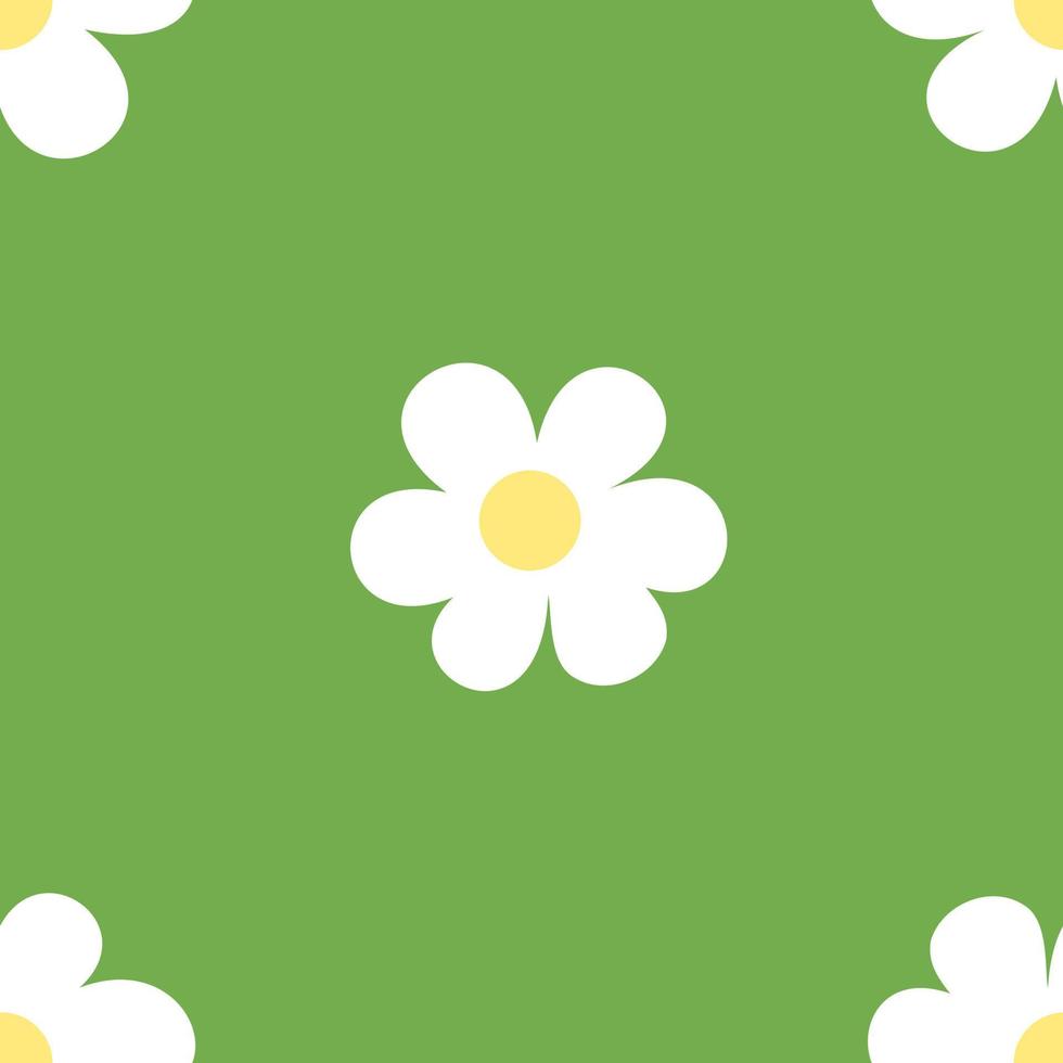 patrón floral con flores blancas. patrón transparente de vector para estampados de moda. fondo verde impresión de estilo ditsy, textura.