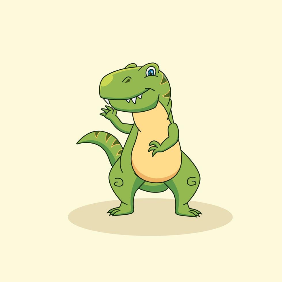 tiranosaurio caricatura agitando la mano. ilustración vectorial de animales vector