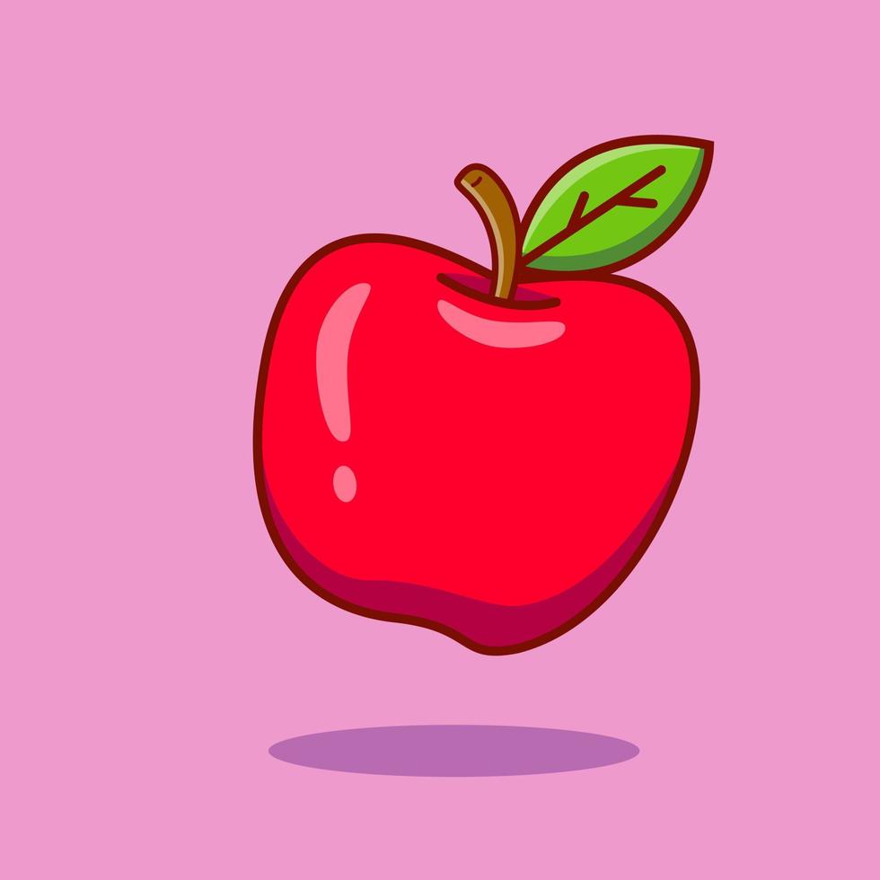 Cute cartoon apple. Vector illustration of fruit. Healthy food