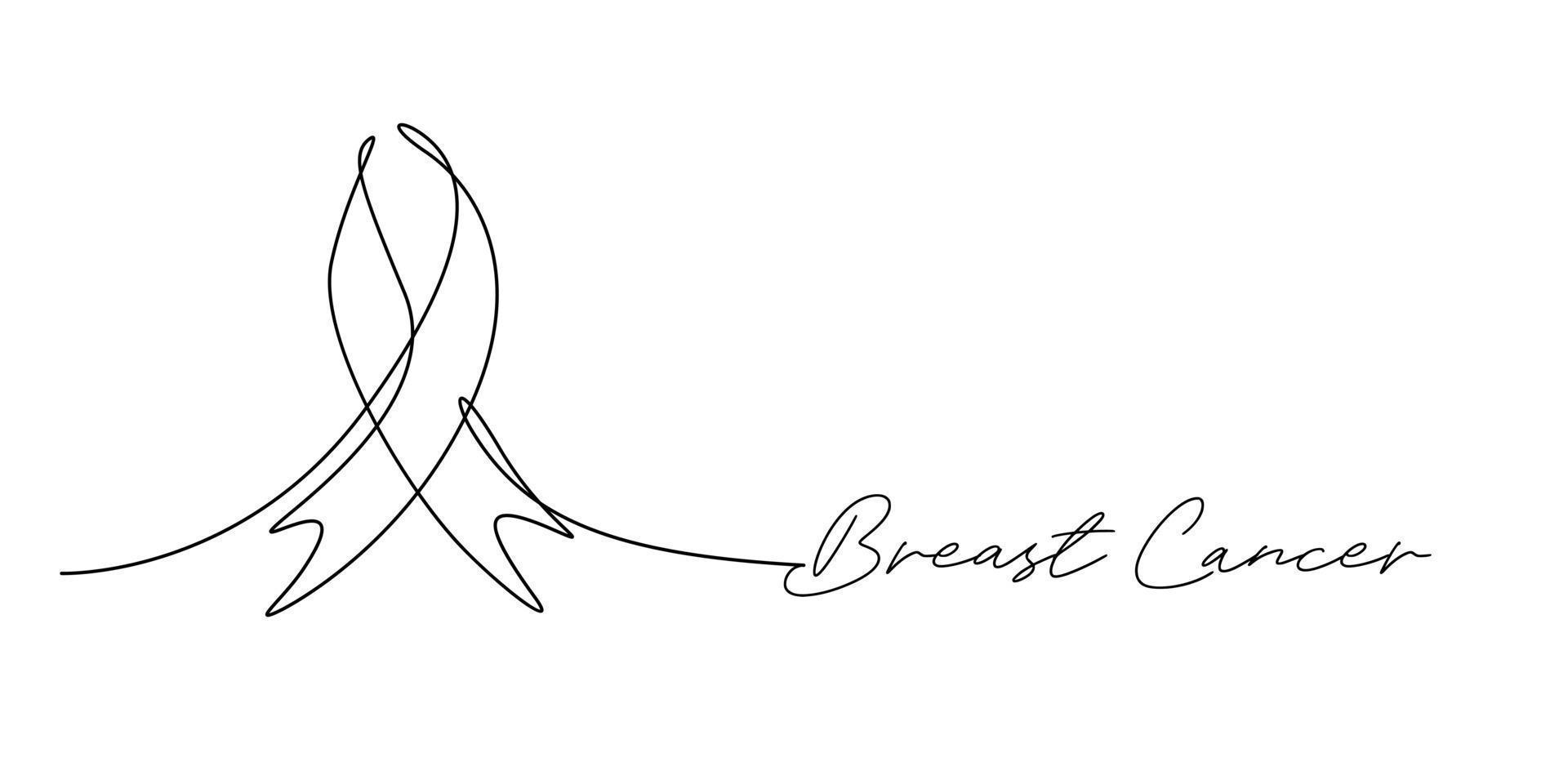 cinta rosa de conciencia para el arte lineal de la campaña contra el cáncer de mama vector