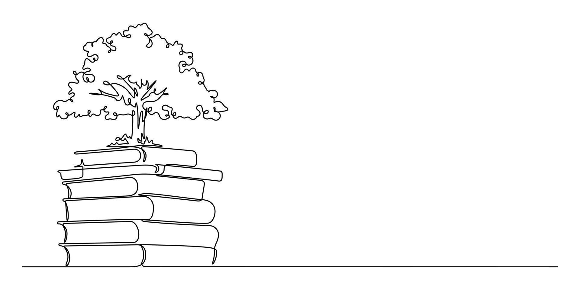 dibujo de una línea de ilustración de vector de conocimiento de árbol