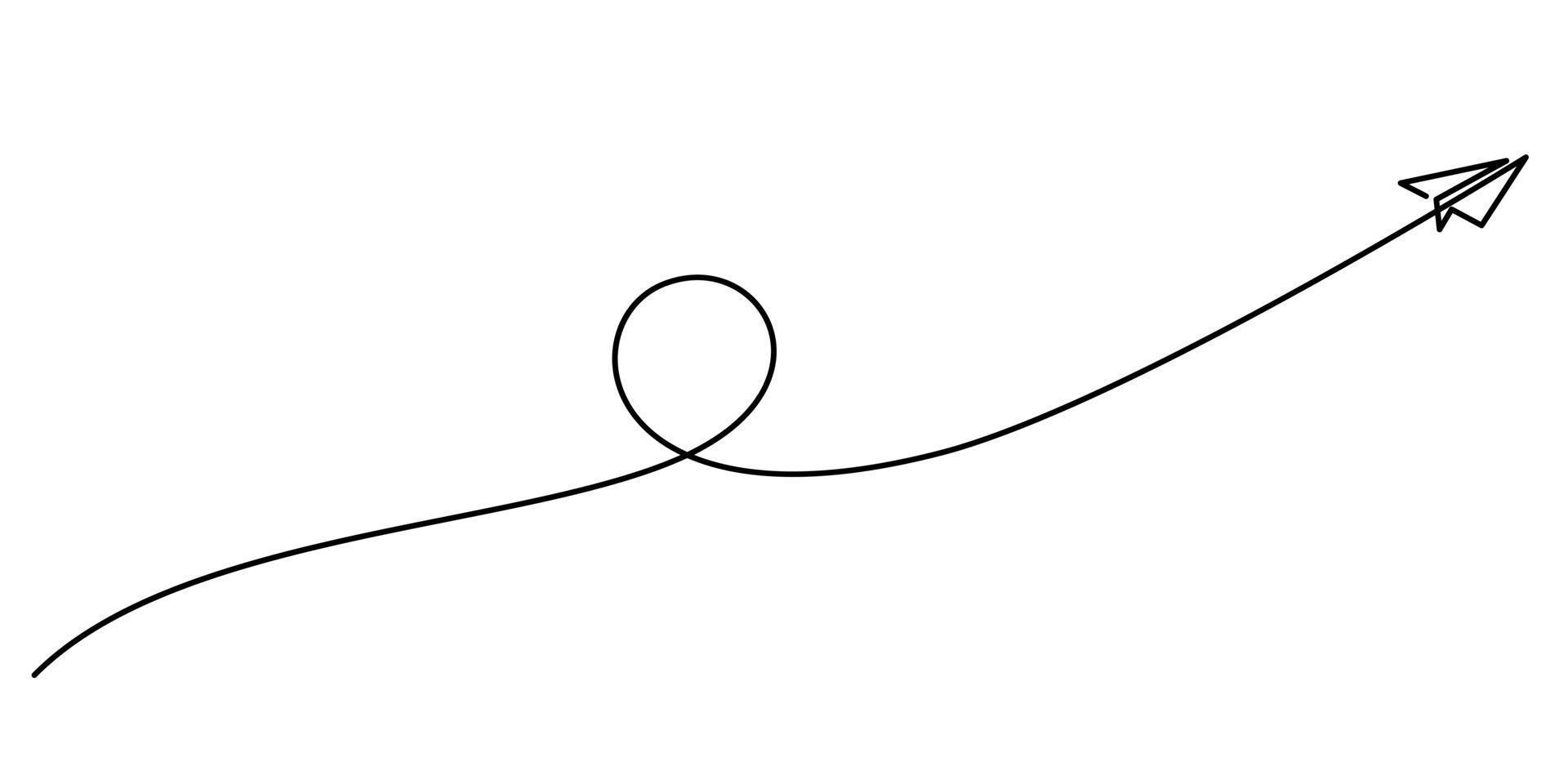 one line drawing of airplane paper flying high and growth vector