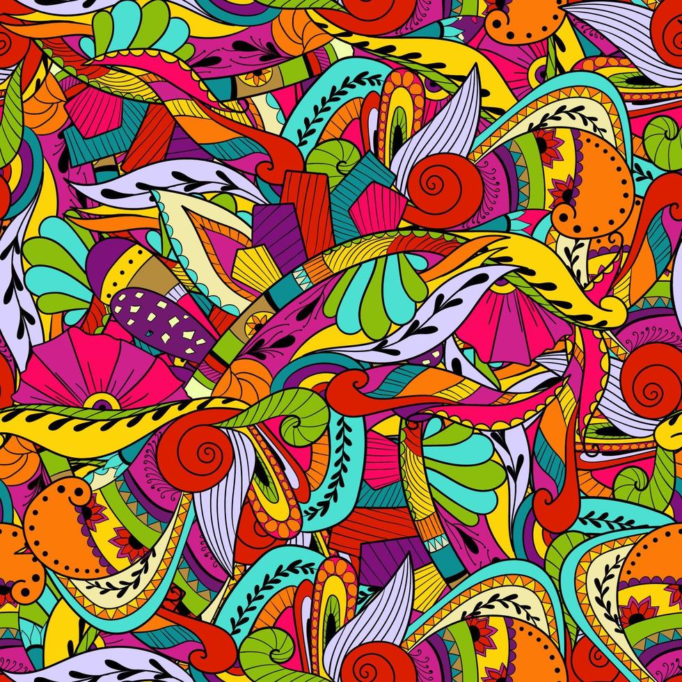 Seamless abstract background with leaves and flowers vector