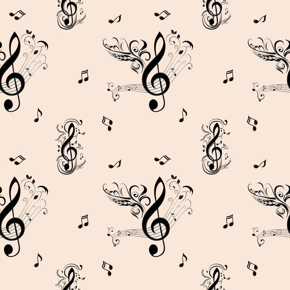 Seamless background with musical signs vector