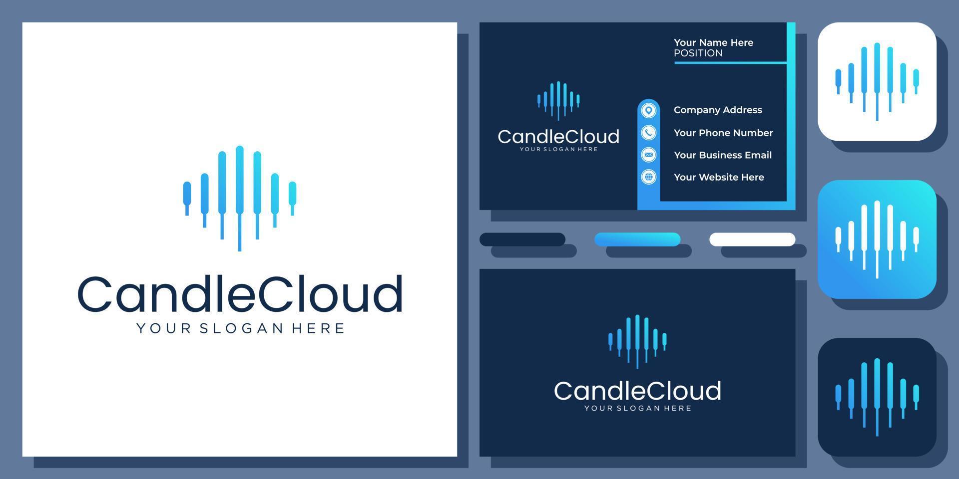 Abstract Cloud Data Technology Connection Stripe Line Communication Storage Logo Design with Business Card vector