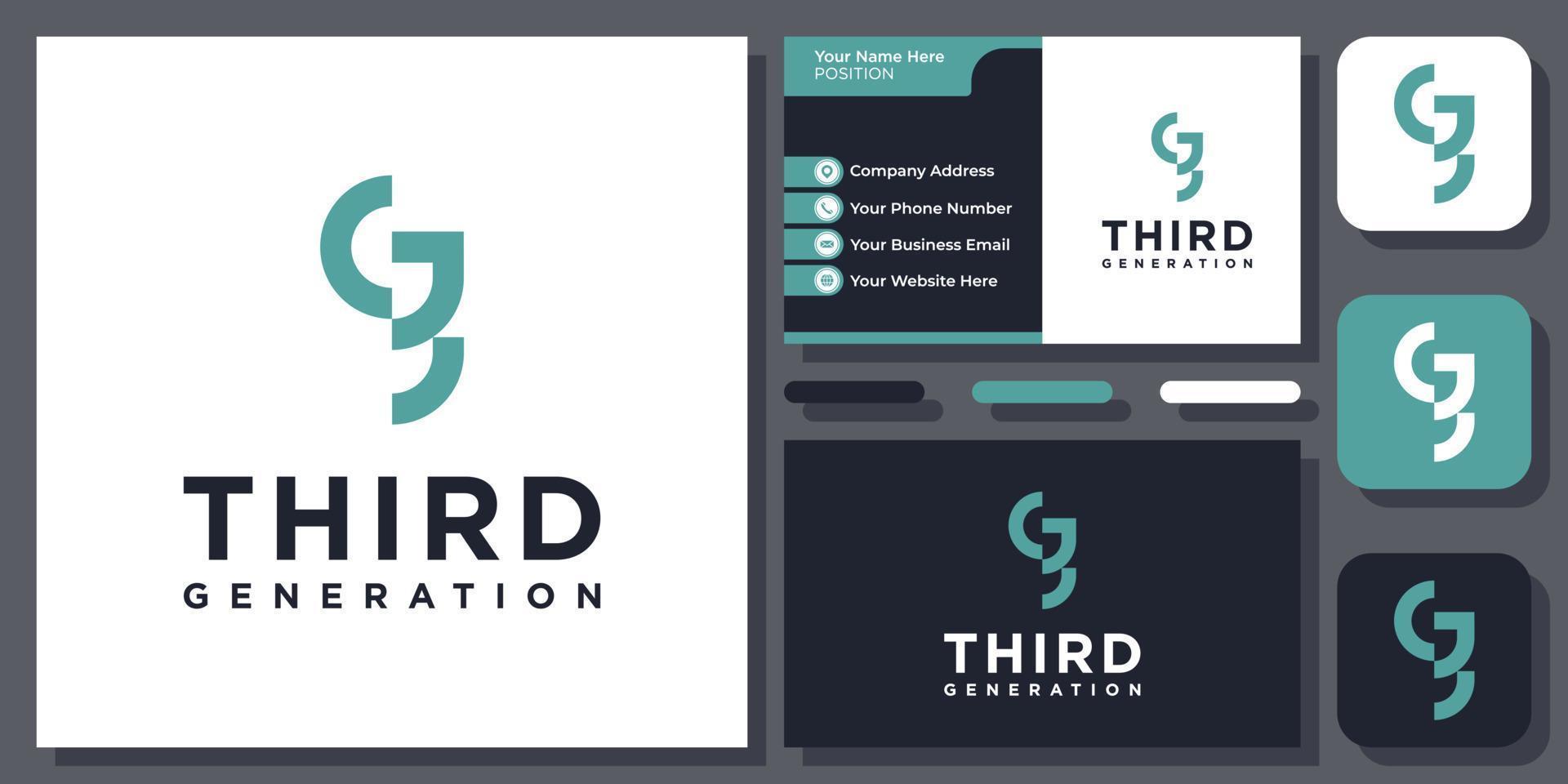 Initial Letter G3 3G G 3 Abstract Simple Modern Monogram Icon Vector Logo Design with Business Card