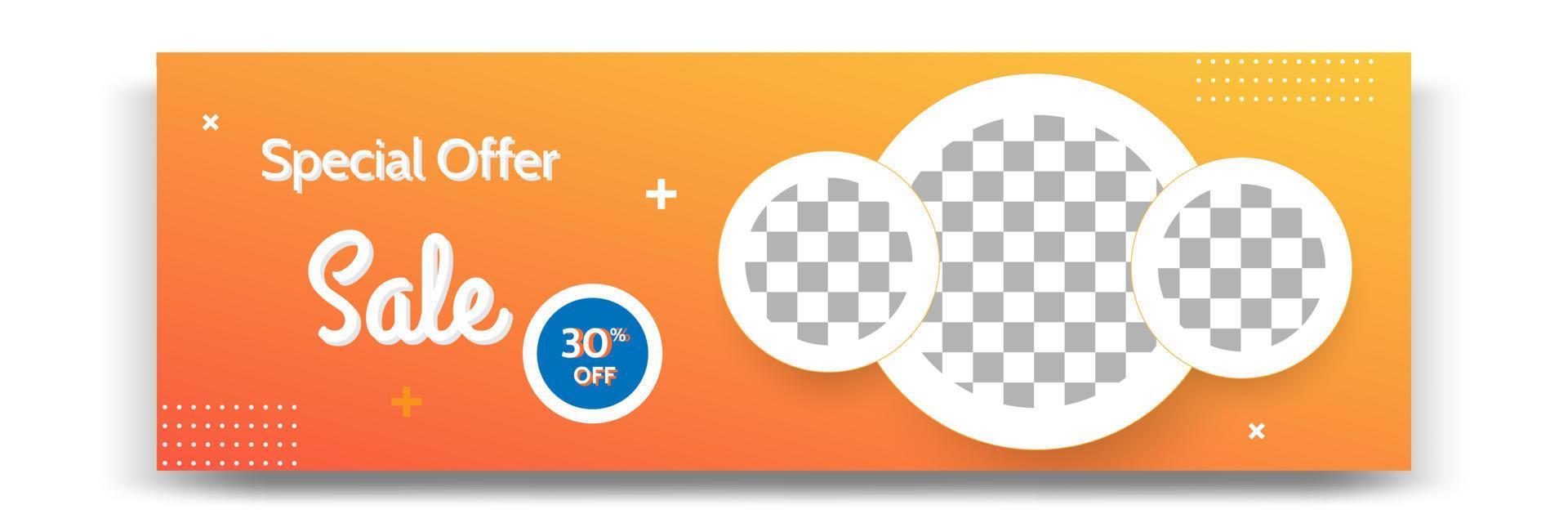 Abstract gradient modern geometric banner template design in yellow, orange, white color. Suitable for advertising and promotion in social media post, blog, web, cover, header. vector