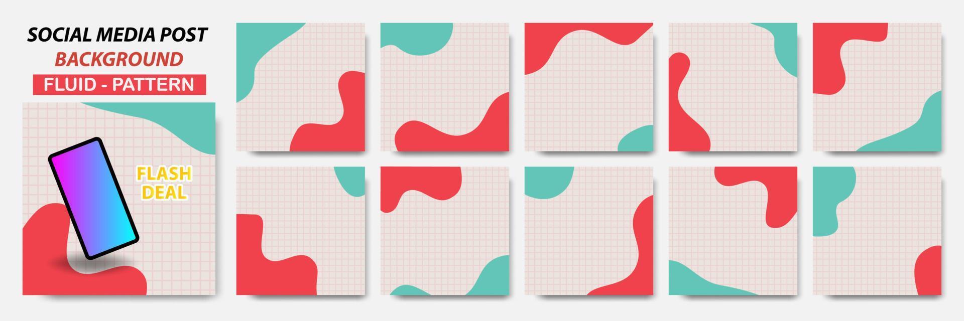 Set collection of square banner layout in red color combination with dots line pattern vector