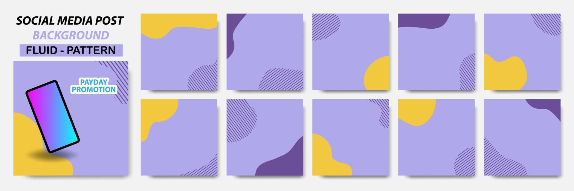 conjunto de diseño de banner cuadrado en combinación de color púrpura y patrón de línea de puntos vector