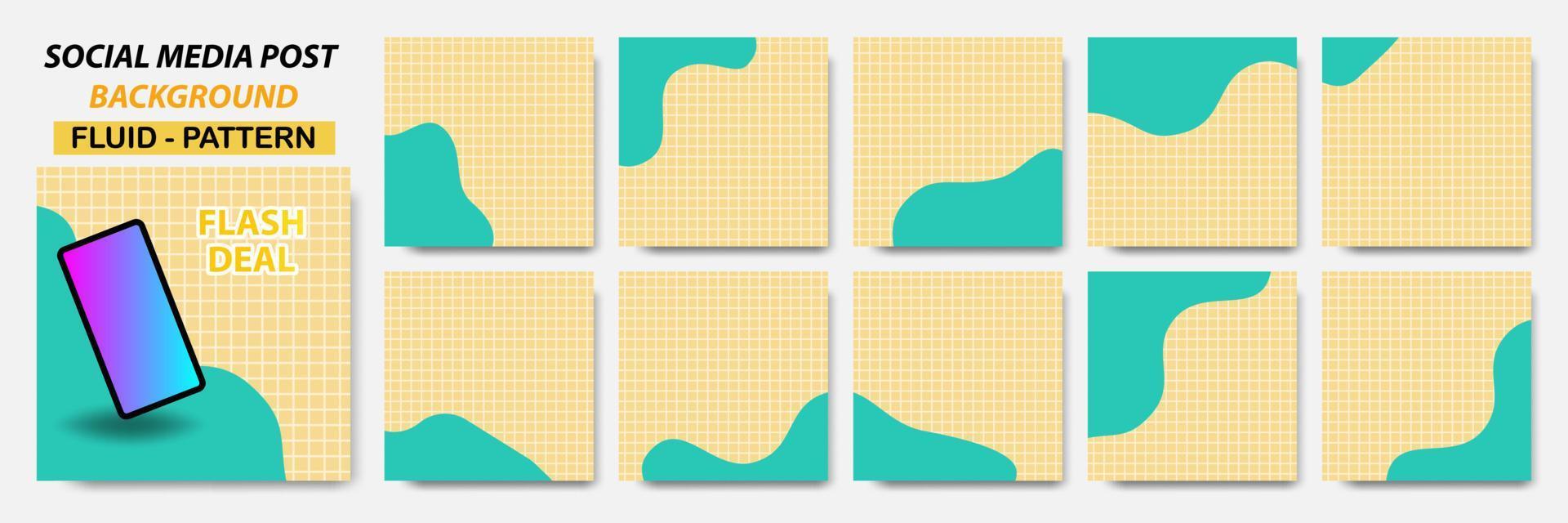 Set collection of square banner layout in yellow, green color with dots line pattern vector