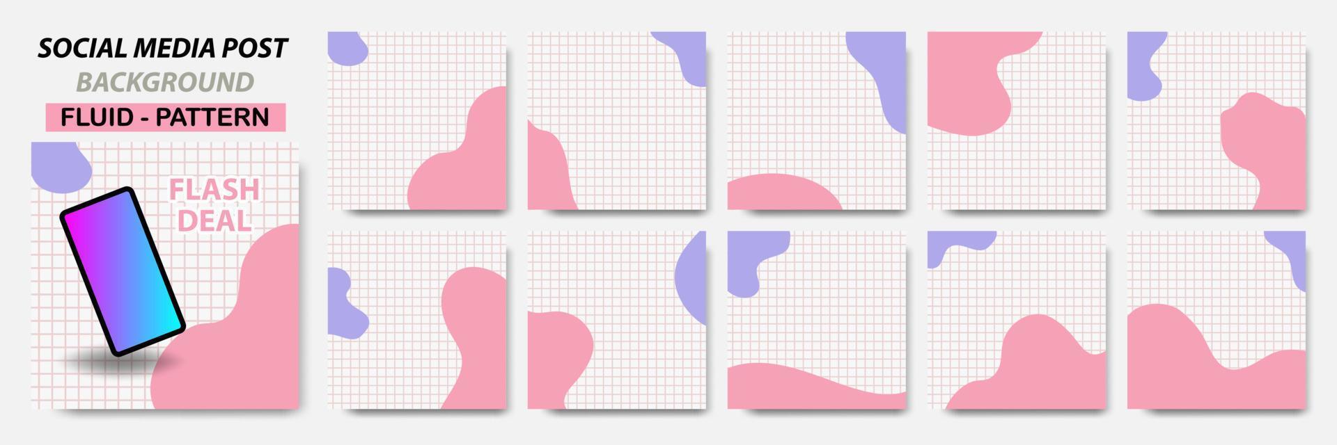 Set collection of square banner layout in pink, purple color with line pattern vector