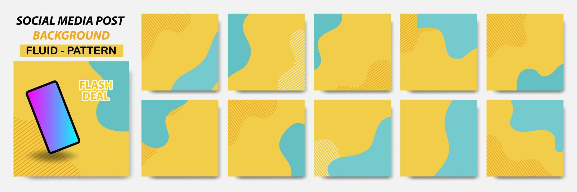 Set collection of square banner layout in yellow, green color with dots line pattern vector