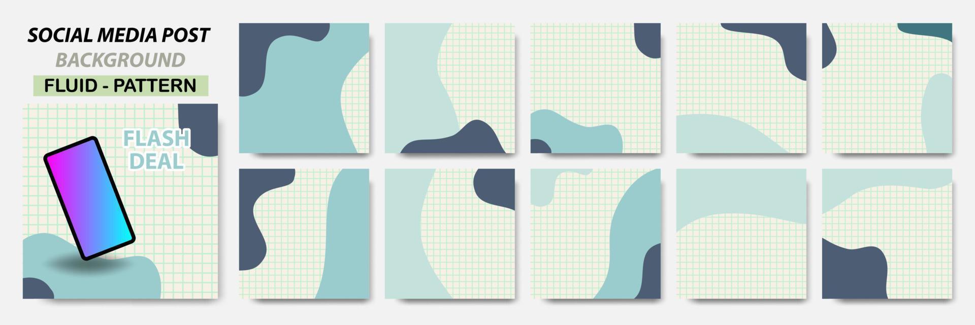 Set collection of square banner layout in green color with line dots pattern vector