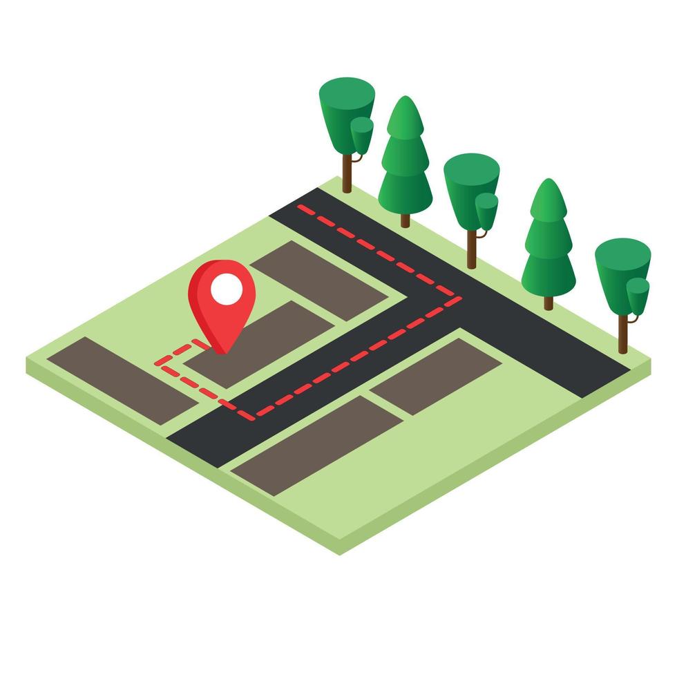 Isometric city map. Way finding point of reference. vector