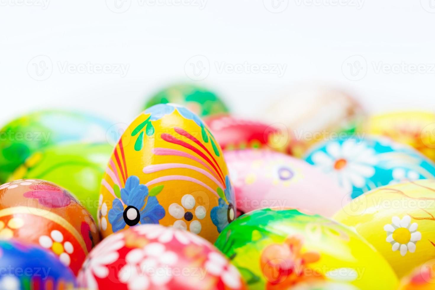 Handmade Easter eggs collection. Spring patterns art, unique. photo