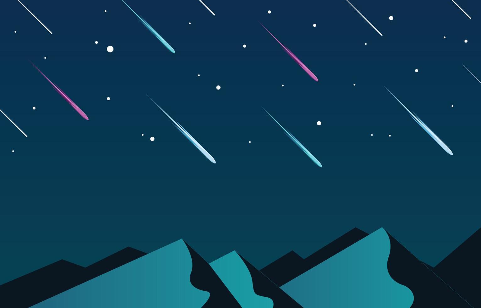 Beautiful Meteor Shower In The Dark Sky Background vector