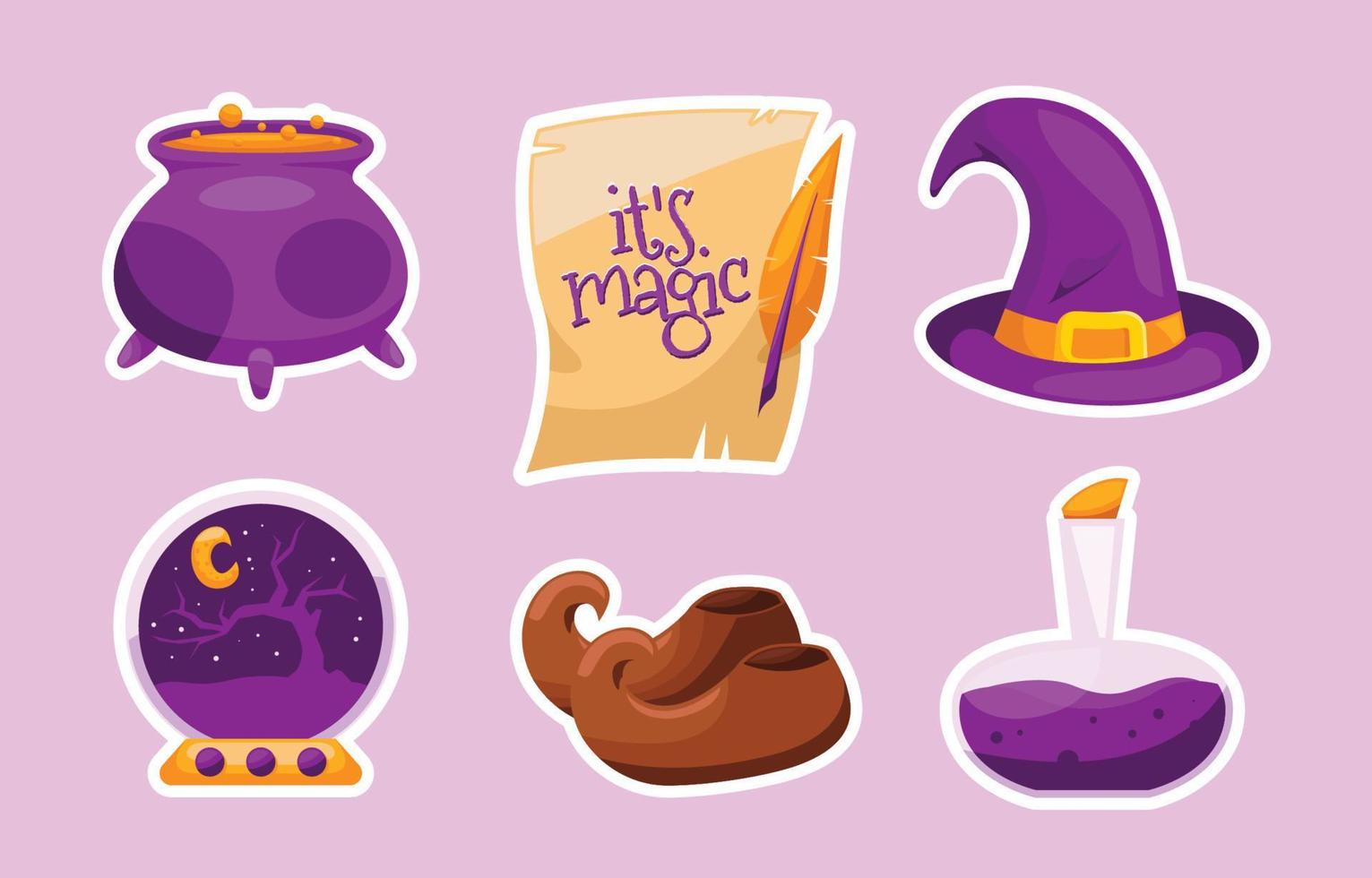 Magical Fantasy Sticker Collection vector
