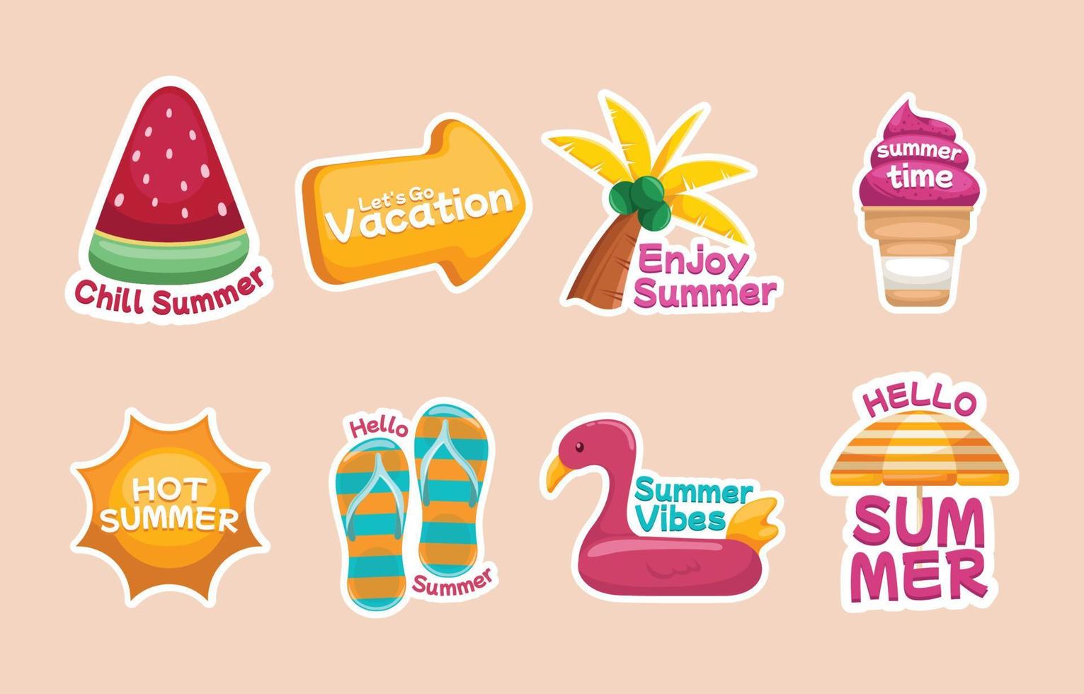 Set Of Refreshing Summer Holiday Stickers vector