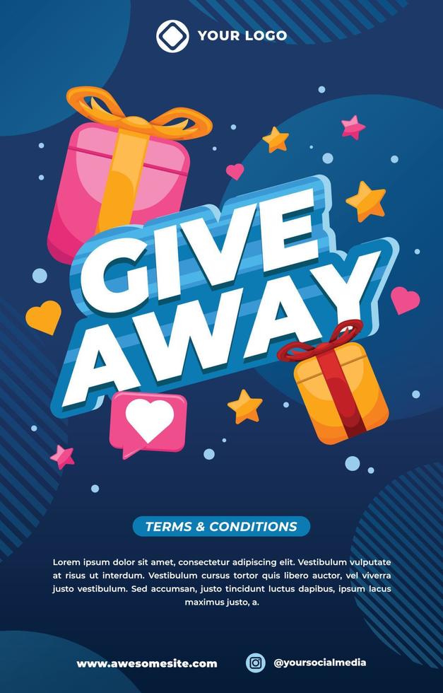 Give Away Poster Template vector