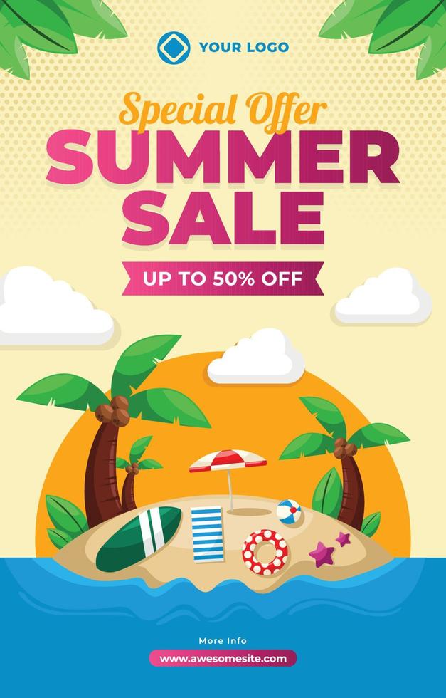 oferta especial cartel de venta de verano vector