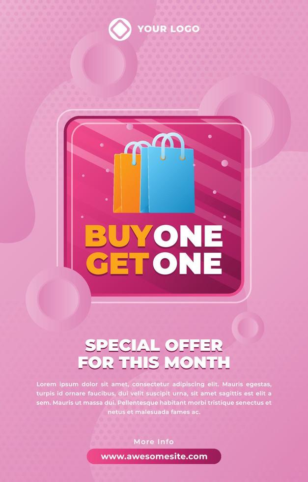 compre 1 y obtenga 1 póster gratis con color rosa vector