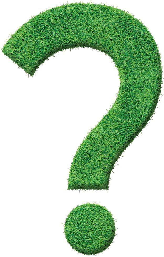 signo de signos de interrogación con textura de hierba verde. punto de interrogación, símbolos de pregunta estética ecológica en un patrón de hierba verde natural fresca. vector