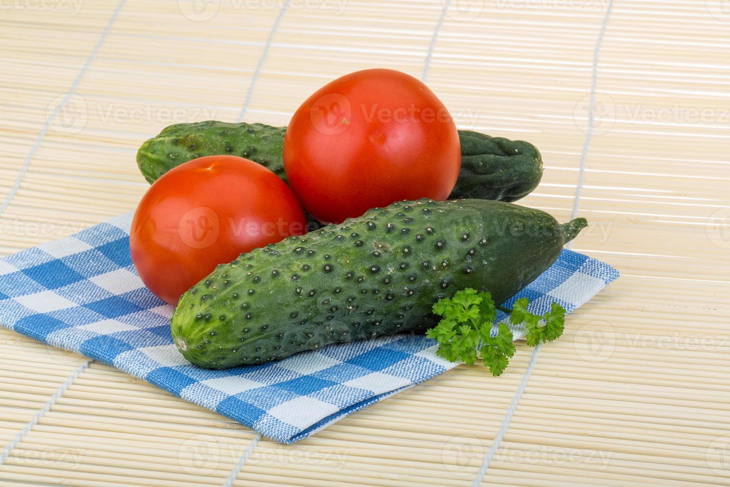 Tomato and cucumber photo
