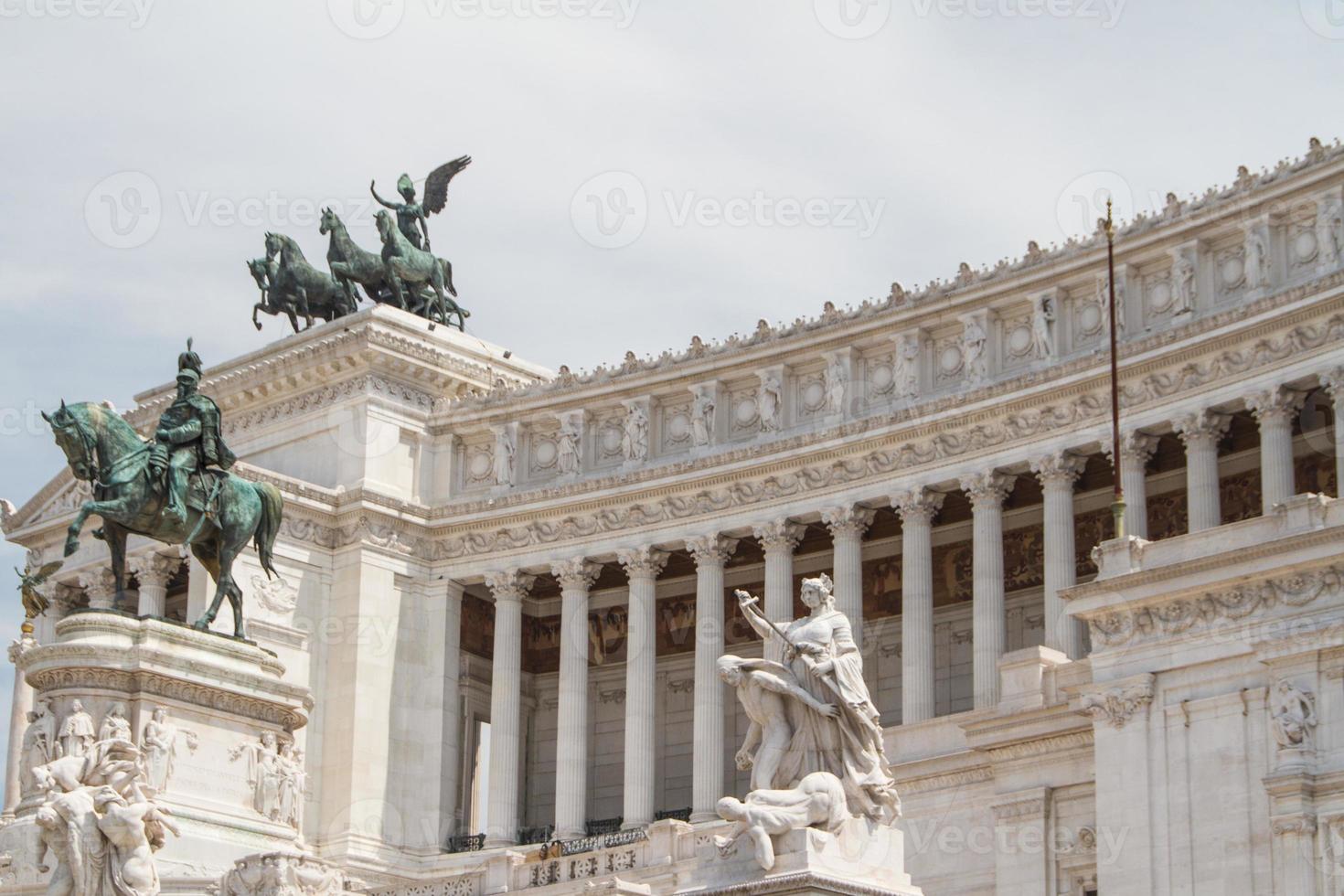 Equestrian monument to Victor Emmanuel II near Vittoriano at day in Rome, Italy photo