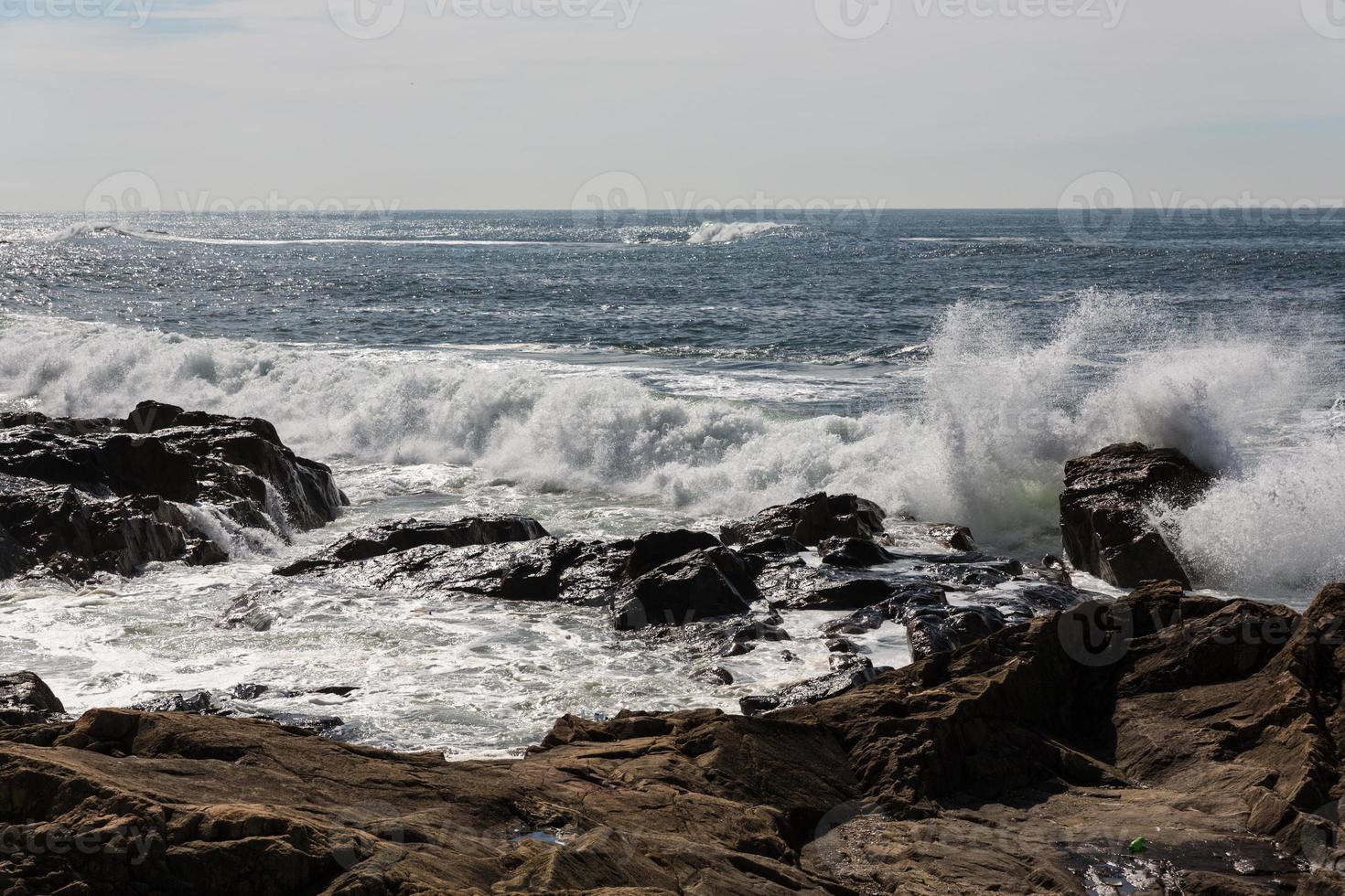 waves crashing over Portuguese Coast photo