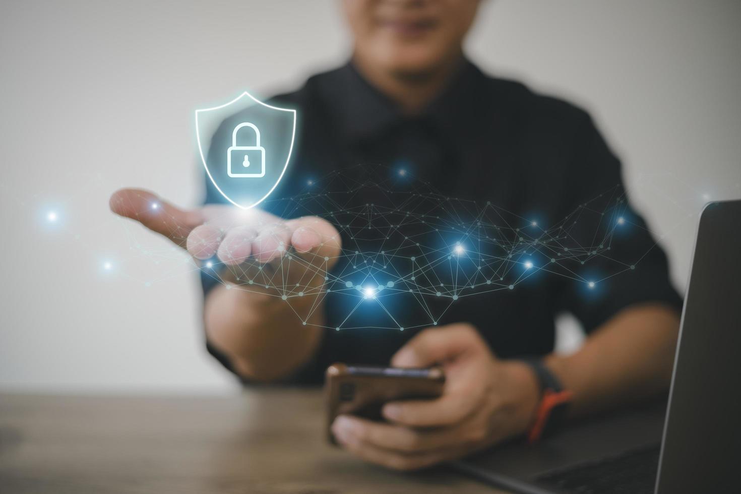 Concept of cyber security, information security and encryption, secure access to user's personal information, secure Internet access, cybersecurity. photo