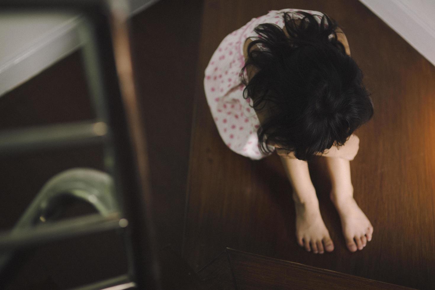 Sad child from this father and mother arguing, family negative concept.vintage color photo