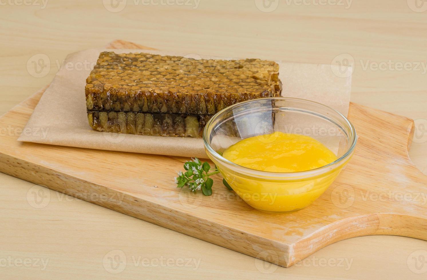 Honey with comb photo