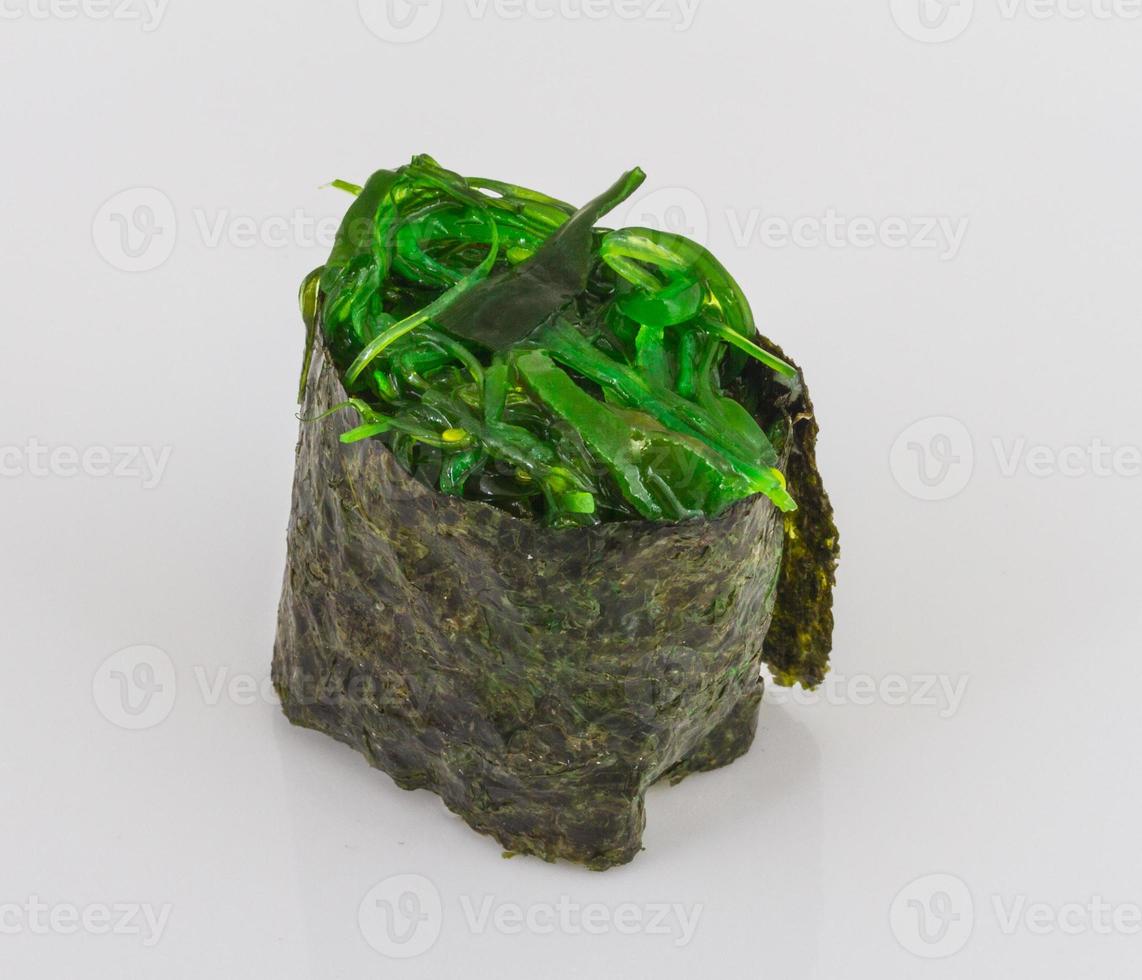 Japanese fresh maki sushi with green seaweed Chuka photo