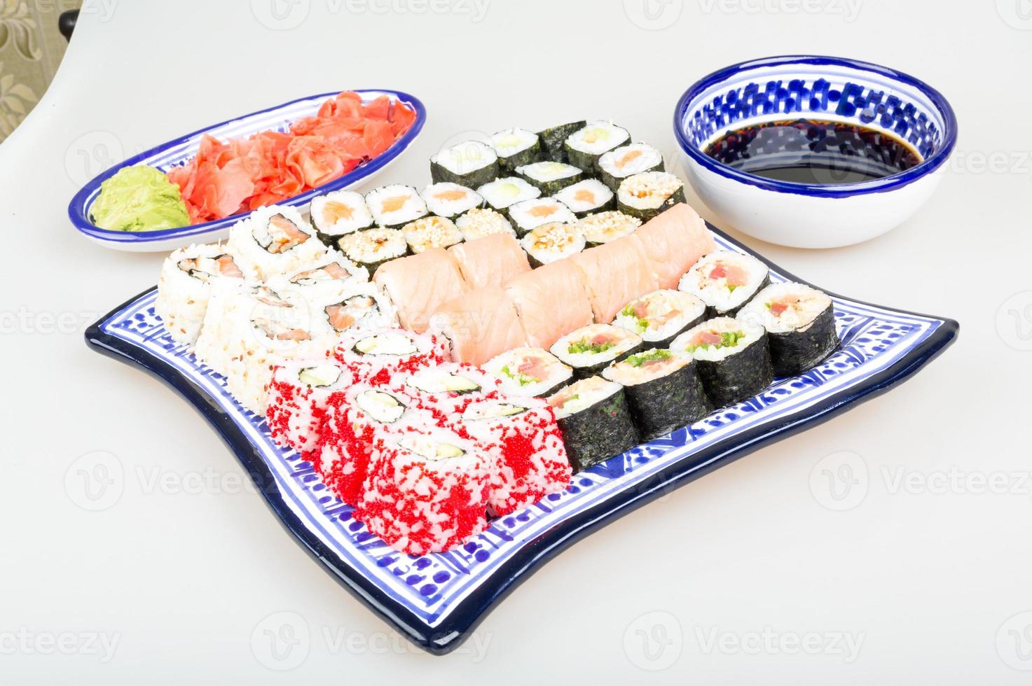 Sushi Set - Different Types of Maki Sushi and Nigiri Sushi photo