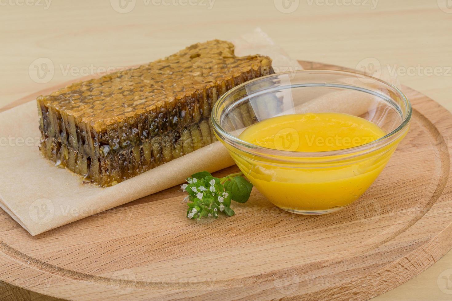 Honey with comb photo