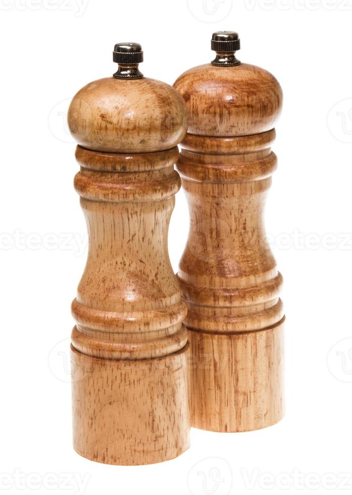 Salt and pepper shakers isolated on the white background photo