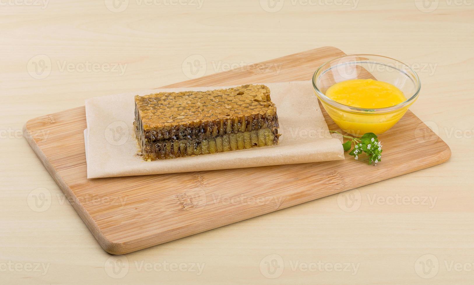 Honey with comb photo