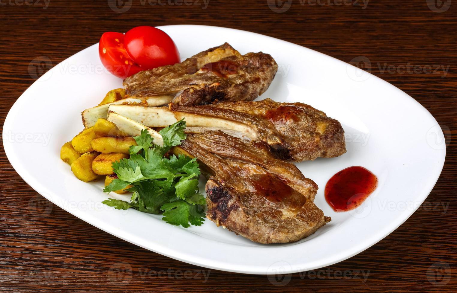 Grilled lamb chops photo