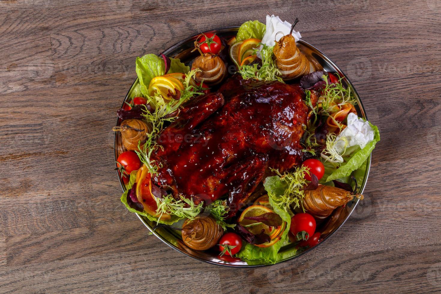 Duck baked with pear photo