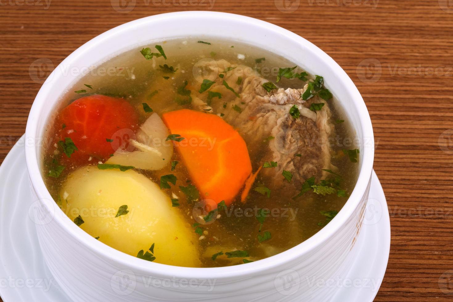 Beef soup with vegetables photo