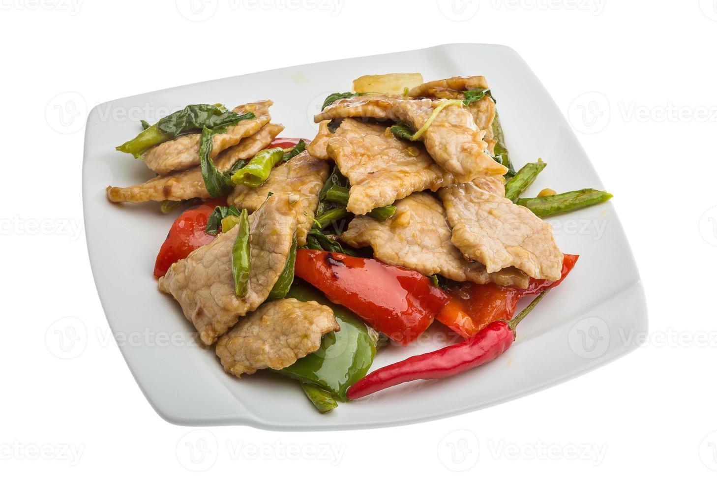 Pork with vegetables photo