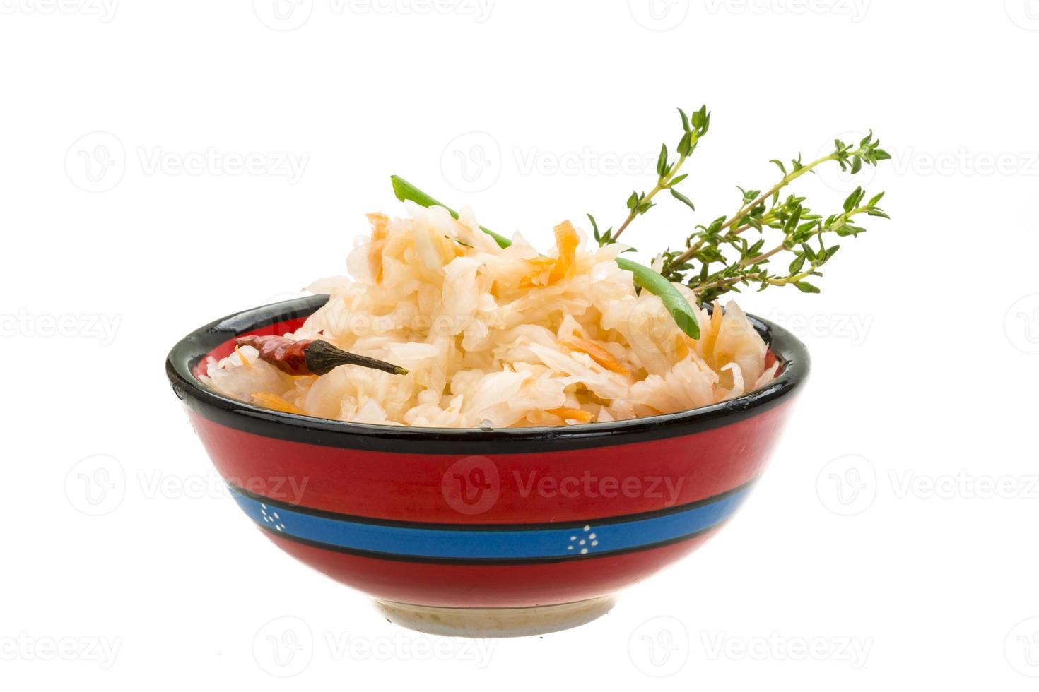 Fermented cabbage in dish photo