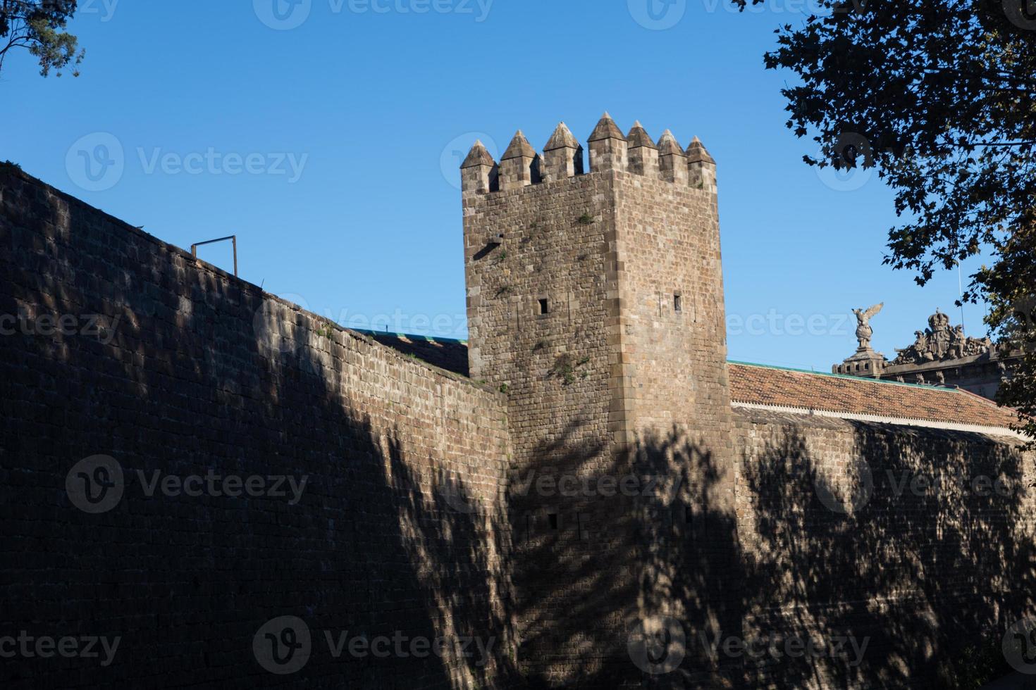 Old Wall and Tower of Barcelona City photo
