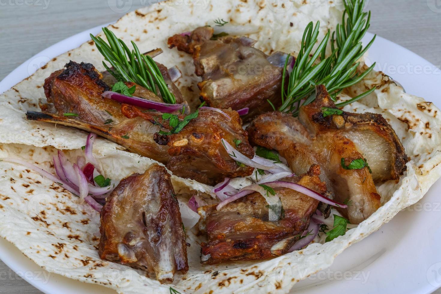 Grilled lamb ribs photo