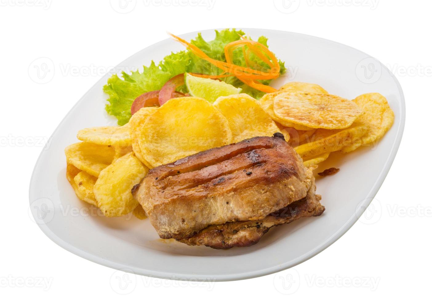 Grilled pork with potato photo