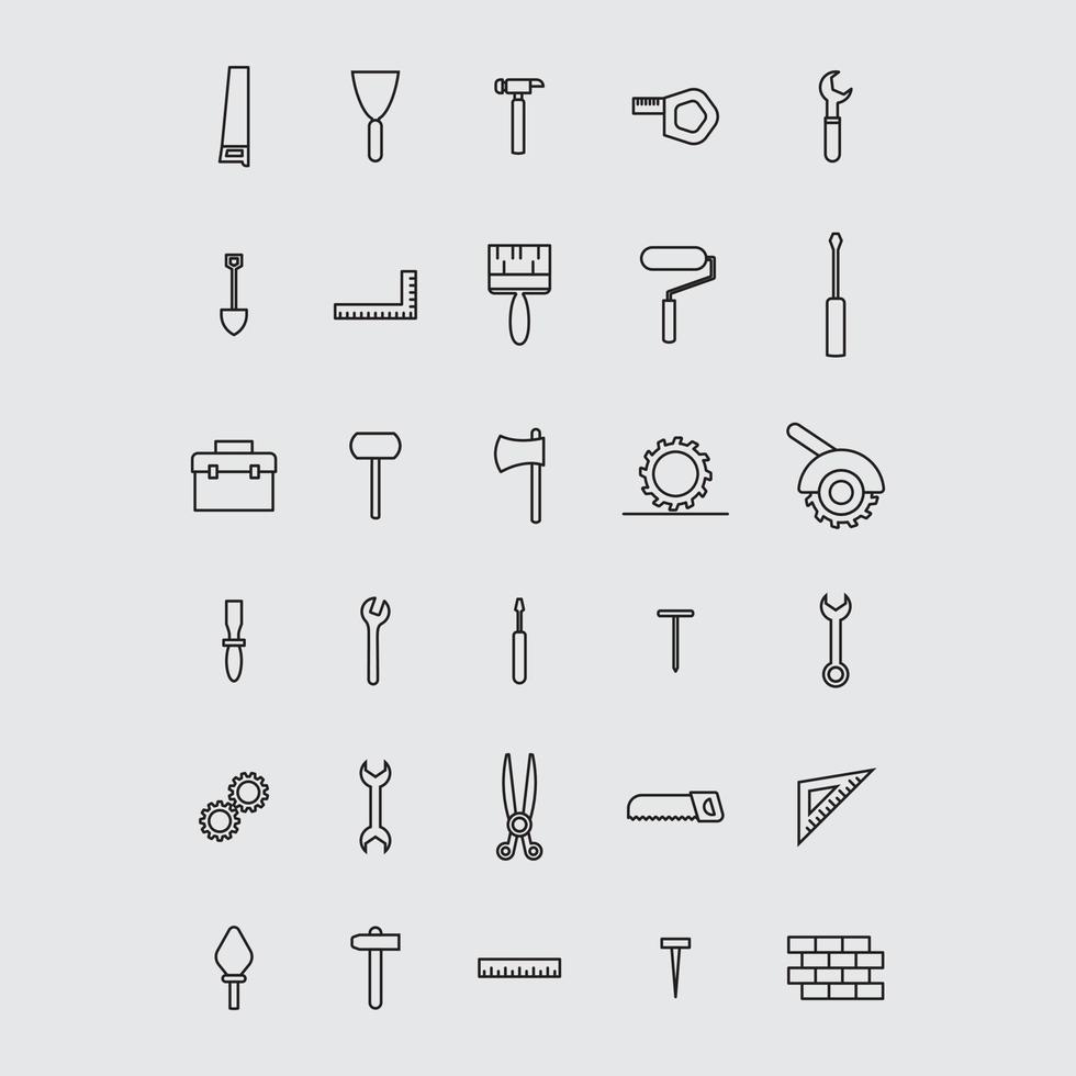vector de conjunto de herramientas de construcción para presentación de icono de símbolo de sitio web