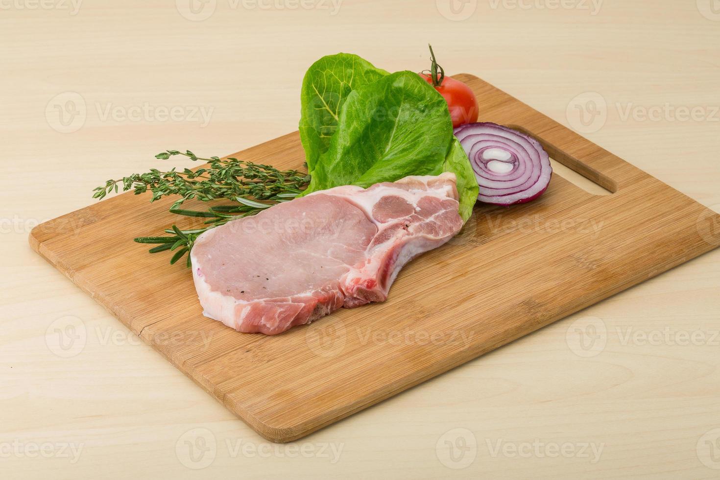 Raw pork steak photo