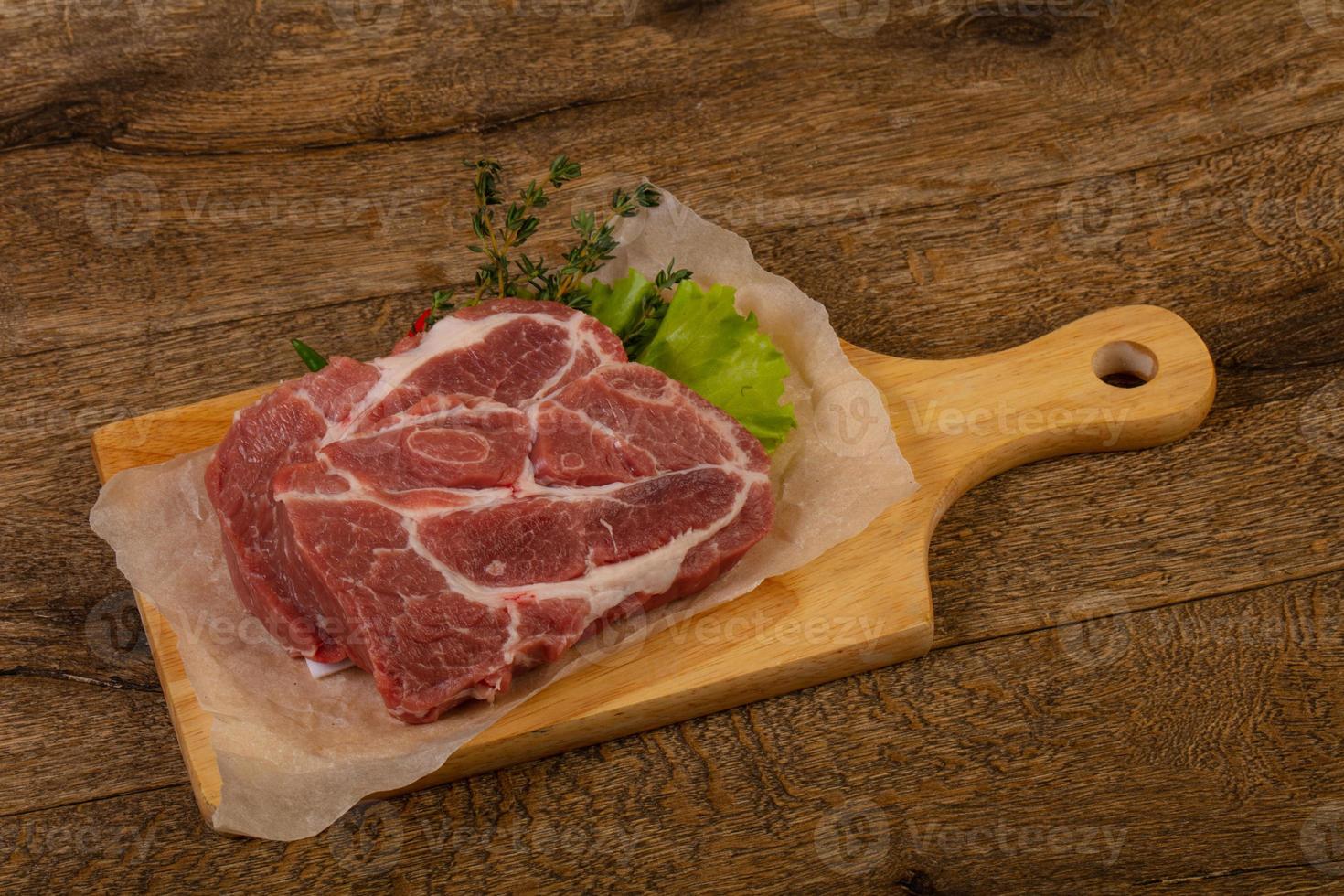 Raw pork steak photo