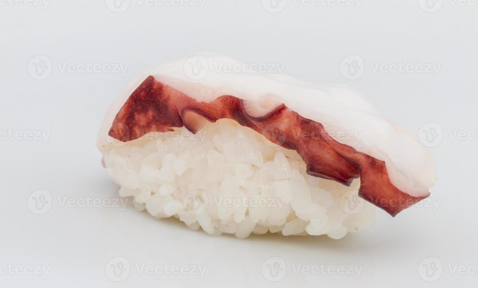 Japanese sushi with meat octopus on a white background photo
