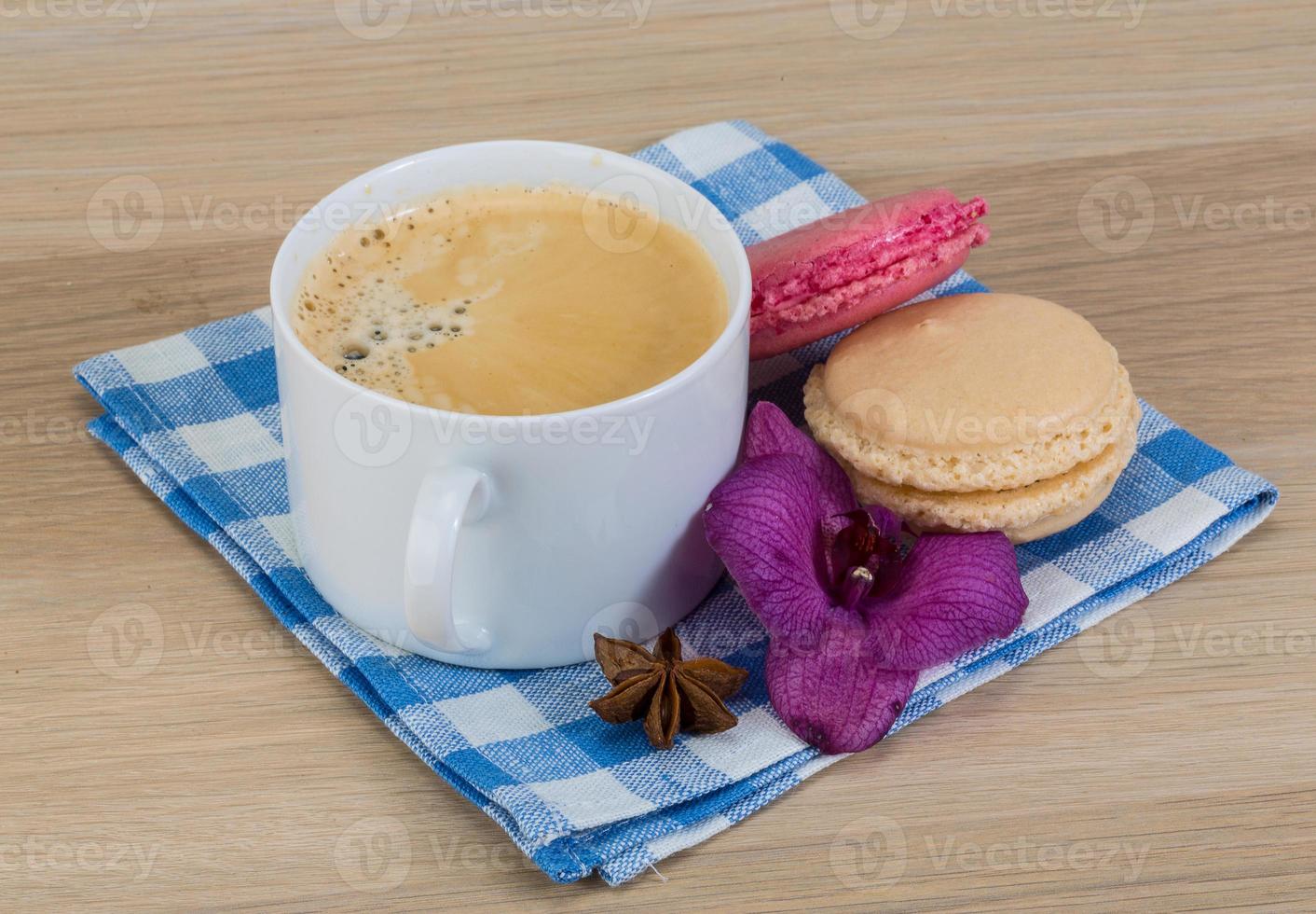 Capuccino with macaroons photo